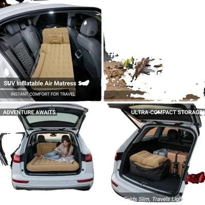 Produktbild von Aufblasbare SUV-Matratze, Flockmaterial, 1,74 m x 1,26 m Abmessungen, 300 kg Tragfähigkeit, DC12V 75W Pumpe, kompakte Lagergröße