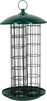 Image de Distributeur de boules de graisse pour oiseau en métal - Vert - D 23 x H 44 cm