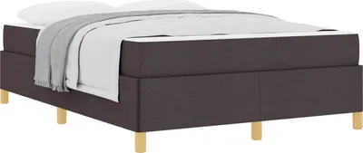 Image de Cadre de lit avec matelas Marron foncé 140 x 200 cm tissu