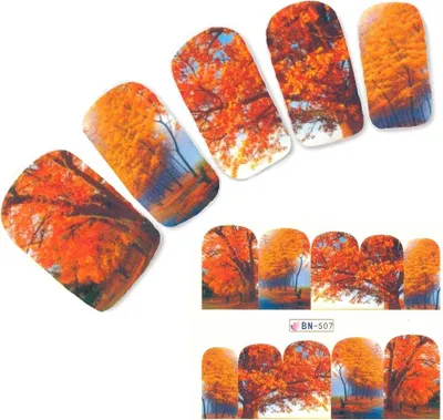 Produktbild von Tattoo Nail Herbst Bäume Bunte Blätter Aufkleber Nagel Sticker