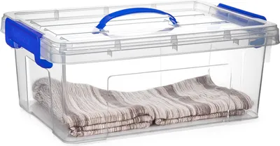 Produktbild von Aufbewahrungsbox mit Deckel - transparent blau - 12.5 Liter - 40 x 30 x 16 cm - Kunststoff