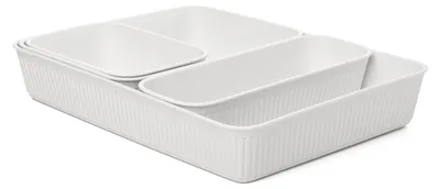 Schubladen-Organizer-Set, 4-teilig, BPA-frei, grau