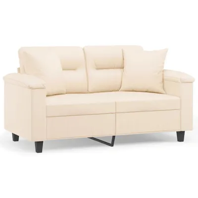 Produktbild von vidaXL 2-Sitzer-Sofa mit Kissen Beige 120 cm Mikrofasergewebe