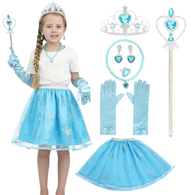 Imagen del producto de Conjunto de tutú para disfraz de niña, color azul, talla 3-8 años, ideal para cosplay