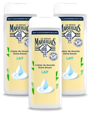 Produktbild von 3 x Le Petit Marseillais Duschcreme Milch - 400 ml - Vorteilspackung - 3 Stücke