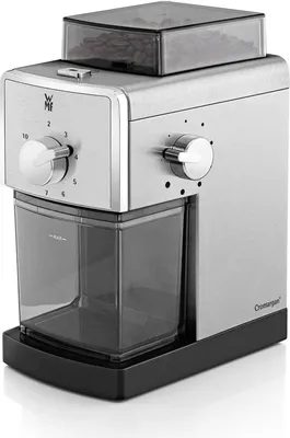 Produktbild von WMF Stelio Kaffeemühle Edition, Scheibenmahlwerk aus Stahl, 17-stufiger Mahlgrad, 2-10 Tassen, ideal für Filterkaffee oder French Press, 110 Watt