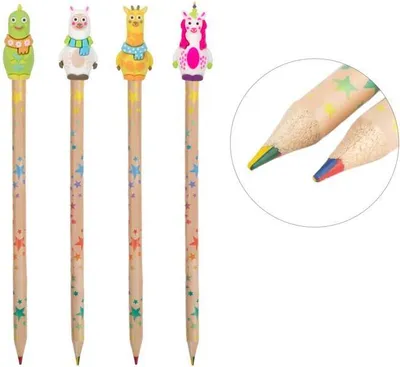 Produktbild von Weihnachts-Regenbogenfarbstift Magic Moments, 4 Schreibfarben, Topper sortiert