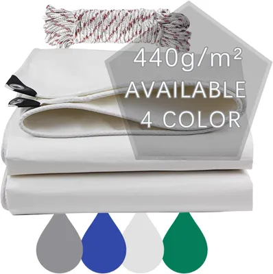 Imagen del producto de Lona de PVC blanca, impermeable, de 3 x 3 metros, con ojales reforzados para uso en exteriores