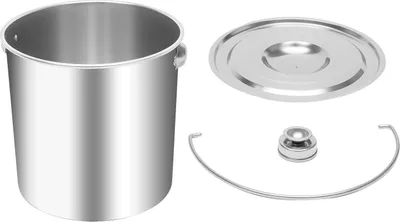 Image de Seau en acier inoxydable - Seau de rangement - 18 l - Acier inoxydable 304 - Épaisseur de paroi : 1,6 mm - Avec couvercle - Poignée de transport - Cuisine/Ménage
