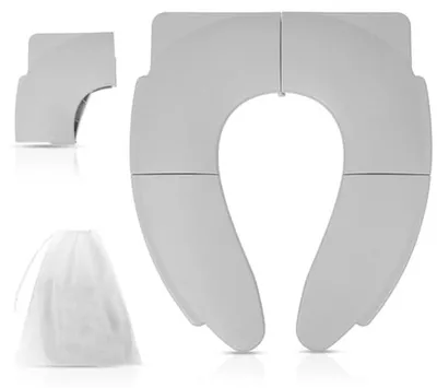 Image de Siège de toilette pliable - Pot de toilette de voyage - Pour l'apprentissage de la propreté - Design antidérapant - 35,5 x 29 cm - Gris