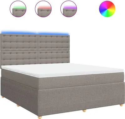 Imagen del producto de Cama con somier y colchón vidaXL, color taupe, 180x200 cm, tapizada en tela