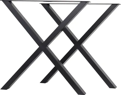 Produktbild von MetaloPro Tischbeine Belaga Lite – 2x Schwarze Metallbeine in X-Form, Minimalistisches Industriedesign für Moderne Ess- und Arbeitstische - 72x10x72cm
