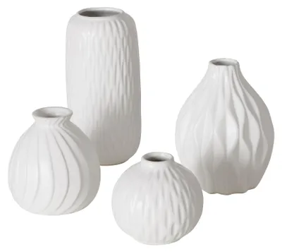 Vasen-Set Zalina, 4-teilig, Porzellan, matt, weiß, 9–20 cm
