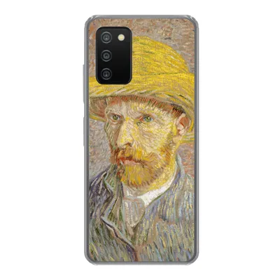 Produktbild von MuchoWow® Handyhülle Schutzhülle Hülle für Samsung Galaxy A03s Selbstbildnis mit Strohhut - Vincent van Gogh Silikon Softcase Handy Hülle - Schutz