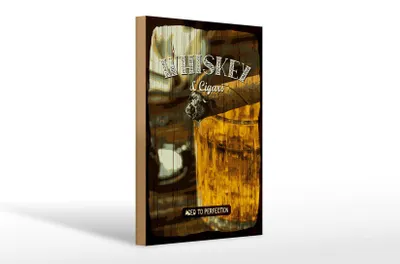 Produktbild von Holzschild Spruch Whiskey & Cigars aced to perfection 20x30cm