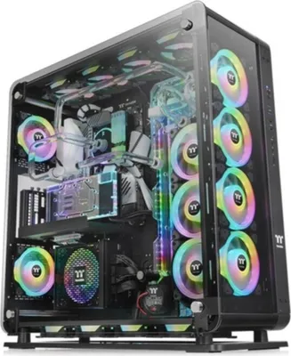 Produktbild von Thermaltake Core P8 TG Gaming Computergehäuse Schwarz mit gehärtetem Glas, 260x626x660mm (BxTxH), Modular & Transformierbar, Wasserkühlungskompatibel, drehbare PCIe-Slots, Seitenfenster, 6x 2.5\"/3x 3.5\" Laufwerkseinschübe, für ATX/EATX/Micro-ATX/Mini-ITX Mainboards, Wand- & Vertikalmontage.