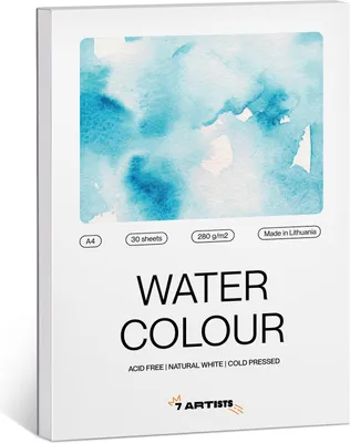 Zdjęcie produktu dla 7 Artists – papier akwarelowy biały, format A4, 30 arkuszy, gramatura 280 g/m² – blok akwarelowy – papier akwarelowy klasy premium, papier do akwareli, blok malarski
