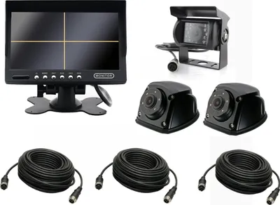 Immagine prodotto di Monitor QUAD da pollici + telecamera posteriore + 2 telecamere laterali + 2x3m + 15m