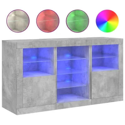 Produktbild von Sideboard mit LED-Leuchten Betongrau 123x37x67 cm