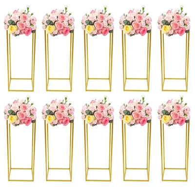 Image de Porte-fleurs, lot de 10, vases de table décoratifs, dorés