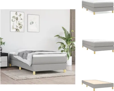 Image de vidaXL Lit Boxspring Gris clair 80x200 cm Tissu - Lits et Sommiers