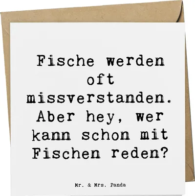 Produktbild von Mr. & Mrs. Panda faltkarte Spruch Fische Geheimnisse - Weiß - Geschenk, Kreativ, Charakter, lustige Sprüche, Glückwunschkarte, Sternzeichen, Geschenke Astrologie