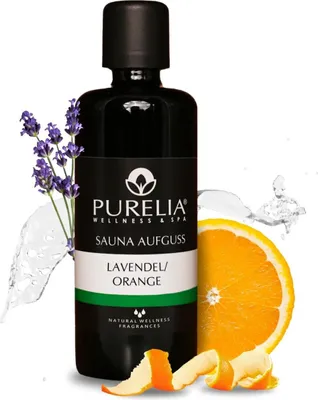 Produktbild von PURELIA Saunaaufguss Konzentrat Lavendel-Orange 100 ml natürlicher Sauna-aufguss - reine ätherische Öle