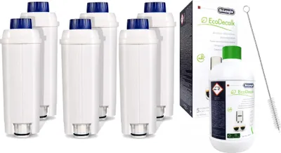 Produktbild von Set für Delonghi Aqualogis AL-S002 6 Stück, EcoDecalc Entkalker 500ml 1 Stück Bürste AQ-434