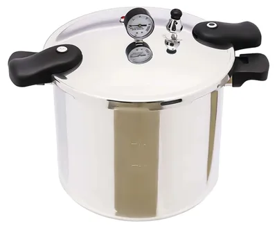 Produktbild von Druckkochtopf 22L, explosionssicherer Aluminiumlegierungstopf mit Druckanzeige, multiple Sicherheitsvorkehrungen,Silber, 32 cm
