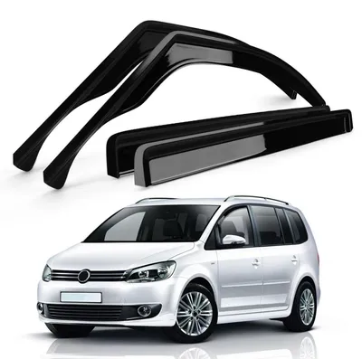Obrázek produktu pro Deflektory větru pro VW Touran, modely 2003-2015, sada 4 kusů, barva černá, montáž pomocí klipů, pro boční okna