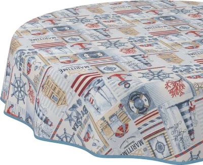 Produktbild von Tischdecke Patchwork Maritim Rot Rund 140cm Band Wasserabweisend abwaschbar