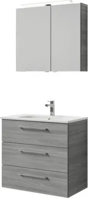 Produktbild von Pelipal Badmöbel-Set Sunline 121 BxHxT 81 x 200 x 46 cm Frontfarbe sangallo grau mit Mineralguss-Waschtisch, Waschtischu