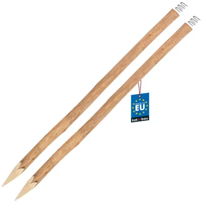 Produktbild von KOTARBAU® 2er Set Holzpfosten für Staketenzaun 150cm Zaunpfosten Rundholz ⌀ 7 cm Holzpfähle für Zaun Stecken + Krampen Pfosten Haselnuss Angespitzt