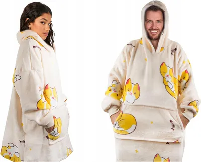 Produktbild von Hoodie Decke Katze XXL Oversize warm weich dick mit Kapuze gemütlich Winter Zuhause Relax Geschenk Unisex