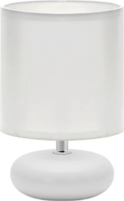 Produktbild von Tischleuchte Keramik Stoff 20 cm hoch Weiß E14 rund Retro Design Keramiklampe