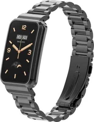 Produktbild von Strap-it Stahlarmband - Kompatibel mit Xiaomi Smart Band 7 Pro Armband Ersatzarmband Edelstahl - Gliederarmband mit Faltschließe - Hochwertiges Material - für Smart Band 7 Pro Armband Schwarz