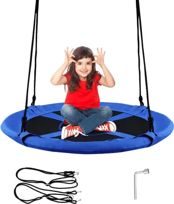 Produktbild von COSTWAY φ 100cm Nestschaukel 150 kg belastbar Garten-Schaukel Kinderschaukel Rundschaukel Blau
