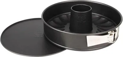 Image de Moule démontable à fond plat tubulaire Ø 26 cm acier avec revêtement antiadhésif noir - 1 pièce