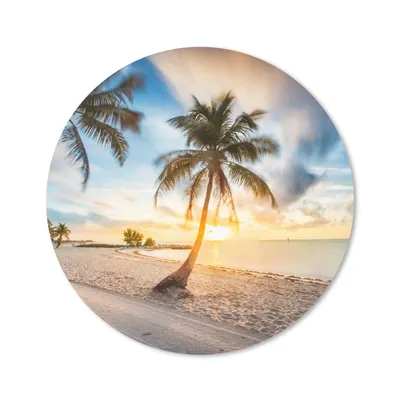Produktbild von MuchoWow® Mauspad Mousepad Sonnenuntergang - Strand - Palme 30x30 cm - Mousepads - Maus Mat - Pad - Mausunterlage - Tischunterlage - Schreibtischmatten
