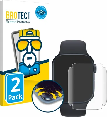 Produktbild von 2x BROTECT Fullscreen Schutzfolie für Apple Watch Series 8 / 9 Displayschutz Folie Fullcover Klar Transparent