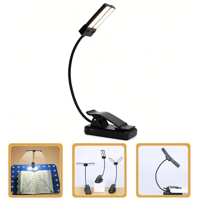 Produktbild von Wiederaufladbare LED-Klavierleuchte mit flexiblem Arm, LED-Schreibtischlampe für Klavier & Lesen, mit Batteriestandsanzeige