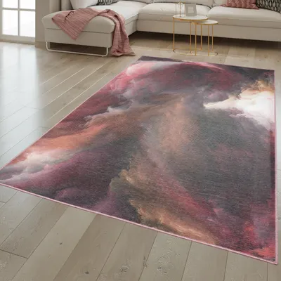Produktbild von TT Home Wohnzimmer Teppich Flachgewebe Abstraktes Design Used Look Modern Waschbar Größe 80x150 cm