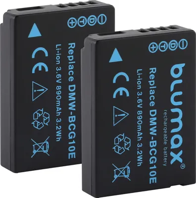 Produktbild von 2x Blumax Akku | für Panasonic DMW-BCG10E Digitalkamera | Kapazität 890mAh  |Spannung 3,6Volt | Video- und  Kamerazubehör