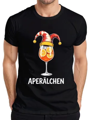 Produktbild von Aperälchen Aperol Spritz Cocktail Glas Orangenscheiben Lustig Herren T-Shirt, Schwarz, XXL
