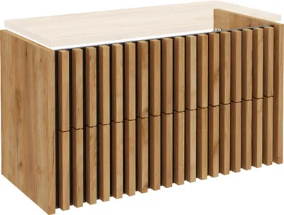 Produktbild von Waschtischunterschrank 100cm für Waschtischplatte LUCCA-107 in Eiche mit schwarz, B/H/T: ca. 100/55/45 cm