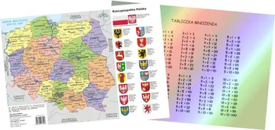 Obrázok produktu pre Podkładka na biurko A3 dwustronna, Mapa Polski i Tabliczka Mnożenia