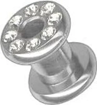 Produktbild von Ohr Flesh Tunnel Piercing Crystal Steine Stahl Screw on 6mm