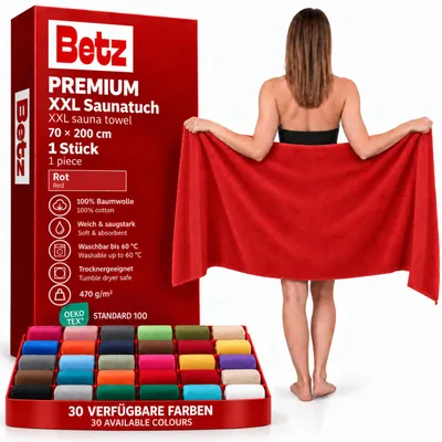 Produktbild von Betz Saunatuch 70 x 200 cm PREMIUM 100% Baumwolle Badetuch Liegetuch Strandtuch   Farbe: rot