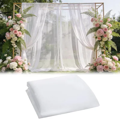 Tüll-Stoff, weiß, 6 m x 160 cm, weicher Organza, Dekostoff