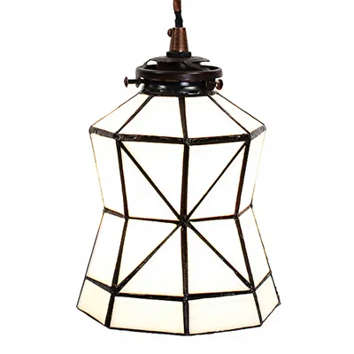 Produktbild von LumiLamp 5LL-6200 Hängelampe Tiffany Weiss Braun Ø 15x115 cm E14 max 40W